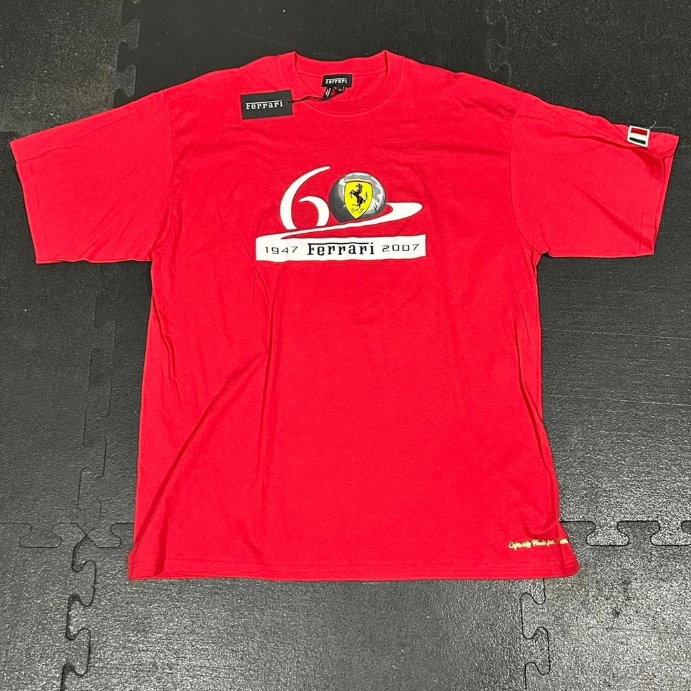 Ferrari 60th Anniversary T-Shirt Mens XXL Red Vintage 2007 Deadstock Racing Tee